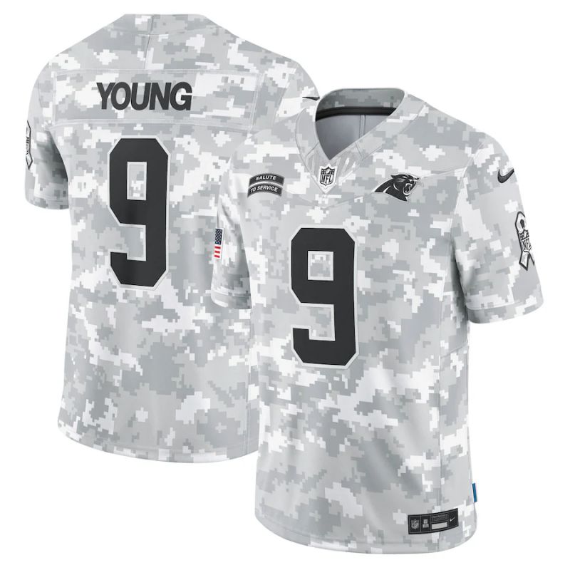 Men Carolina Panthers #9 Young Nike Arctic Camo 2024 Salute to Service Limited NFL Jersey